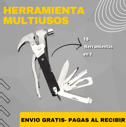 Martillo Herramienta 18 En 1 Multiusos