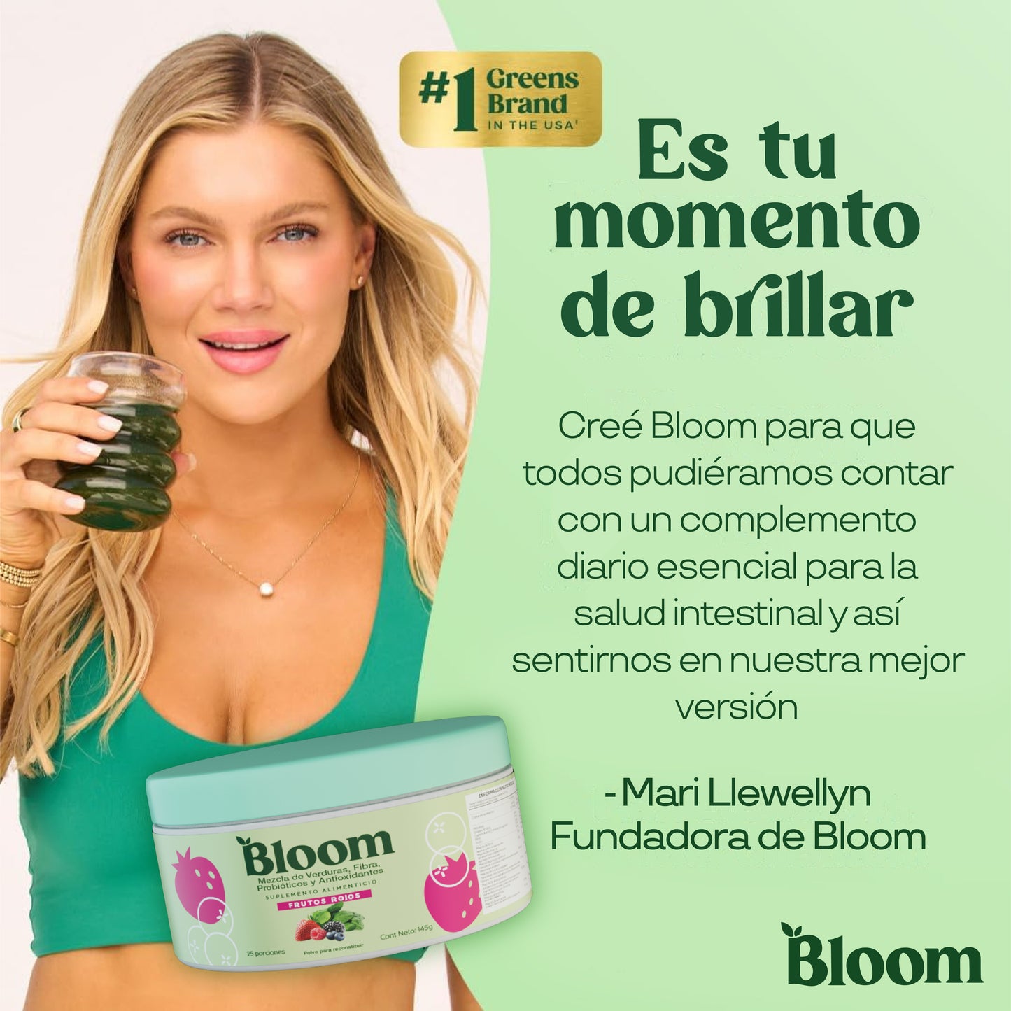 BLOOM, Greens Superfoods, Batido de vegetales en polvo 145gr