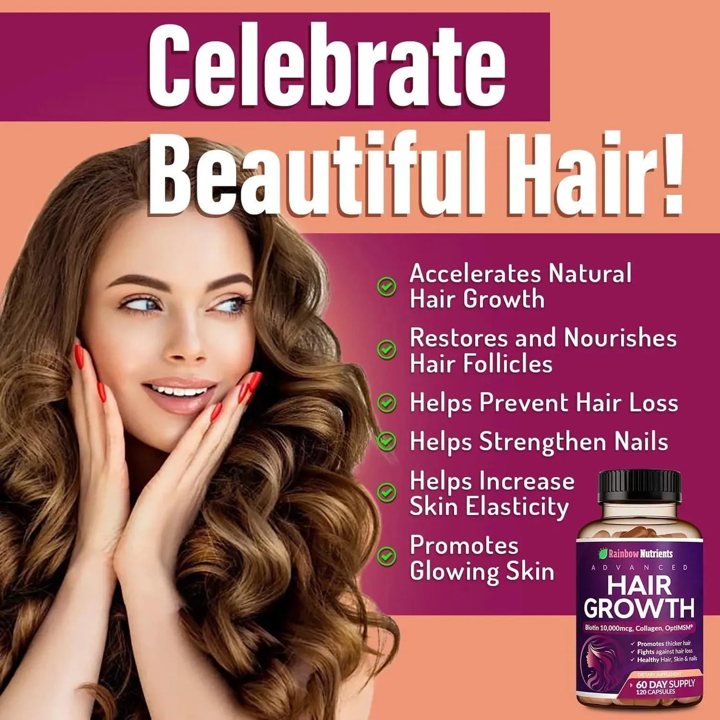 Hair Growth 120 cápsulas – Fortalece tu Belleza desde Adentro